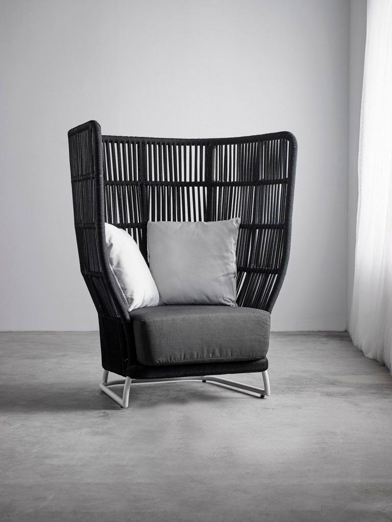 Design Armchair with High Backrest Outside from VR