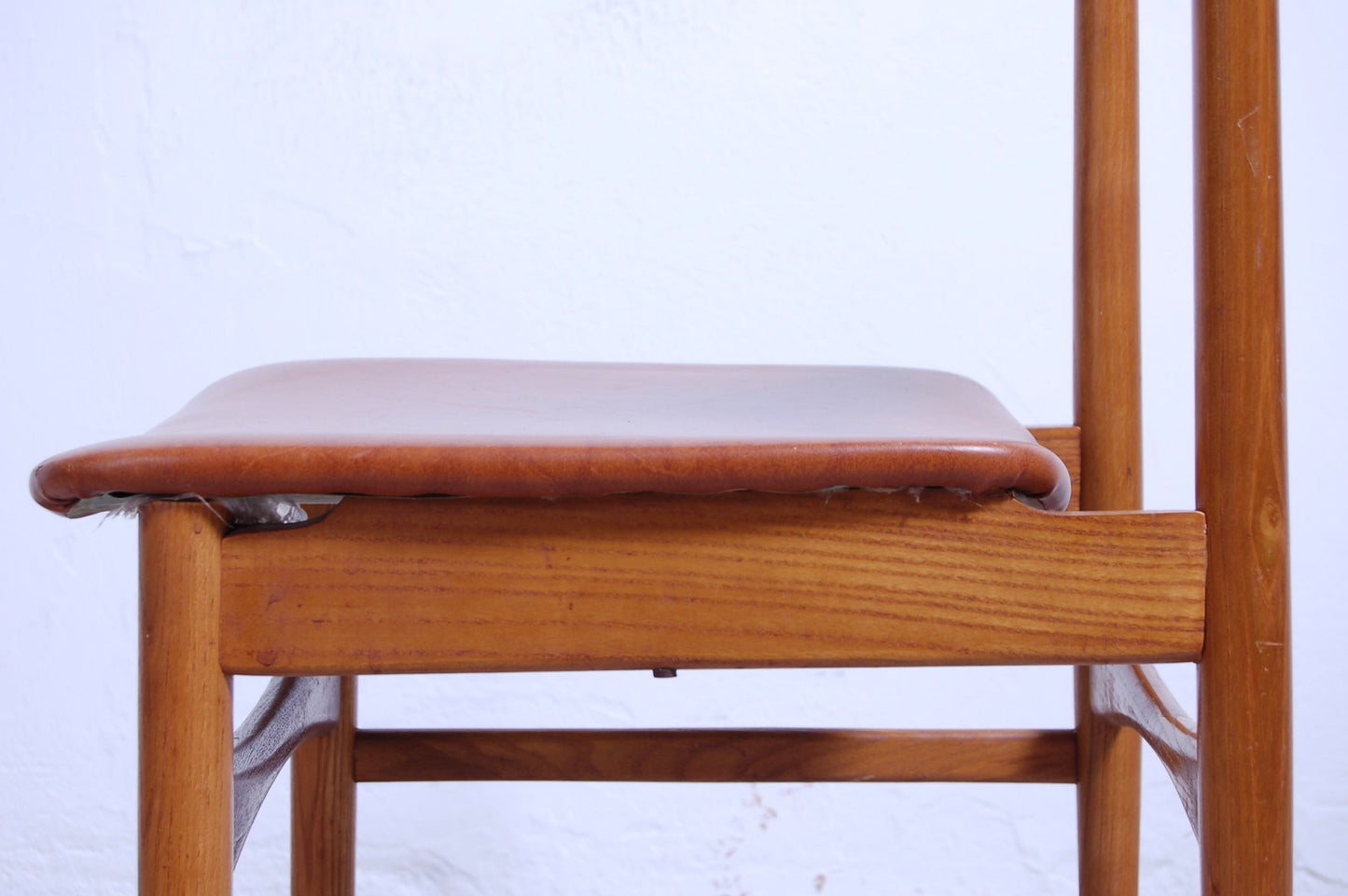 Design Chair With Brown Leather Seat, 1950s