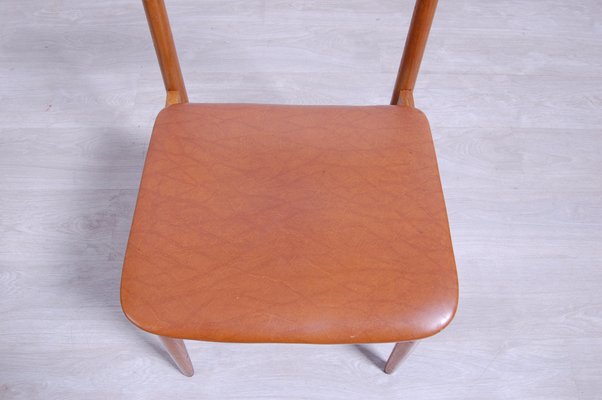 Design Chair With Brown Leather Seat, 1950s-XSG-1175011