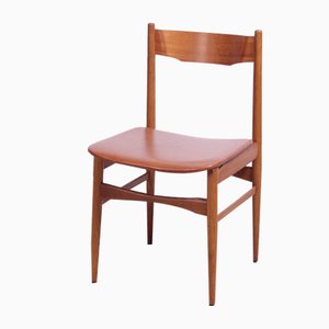 Design Chair With Brown Leather Seat, 1950s-XSG-1175011