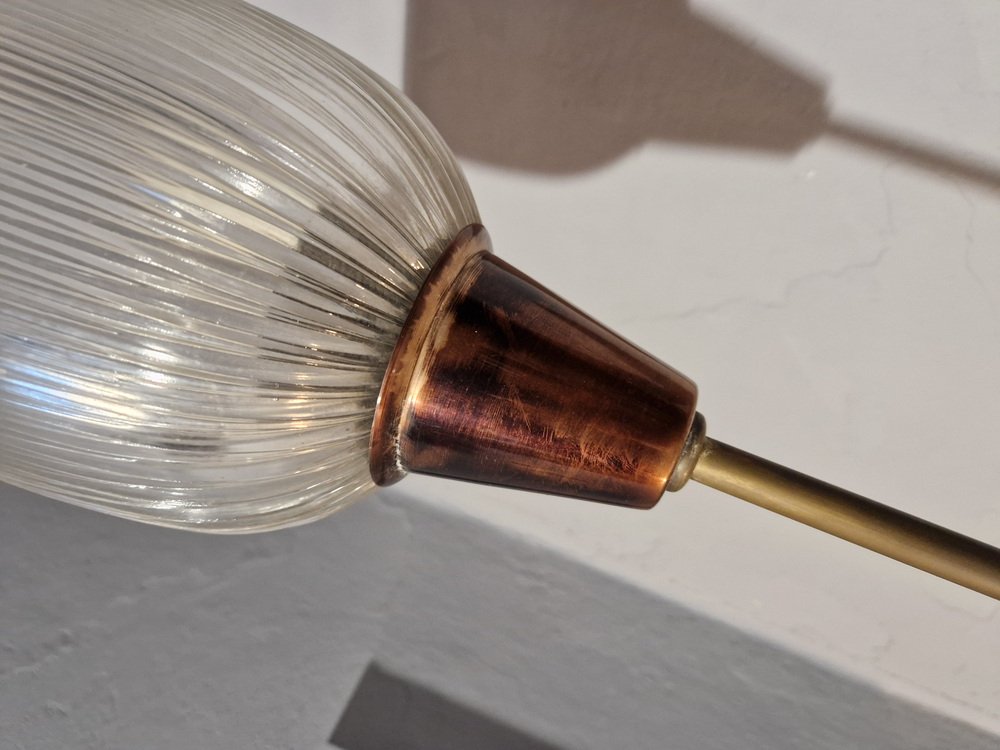 Design Floor Lamp Model LTE6 with Copper Open Glass Cup Marble Base by Ignazio Gardella for Azucena, 1950s