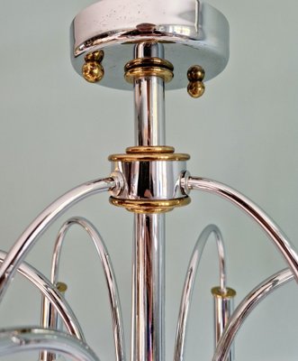 Designer Chandelier in Chrome Metal and Brass from Schröder & Co, 1970s-FAX-2040535