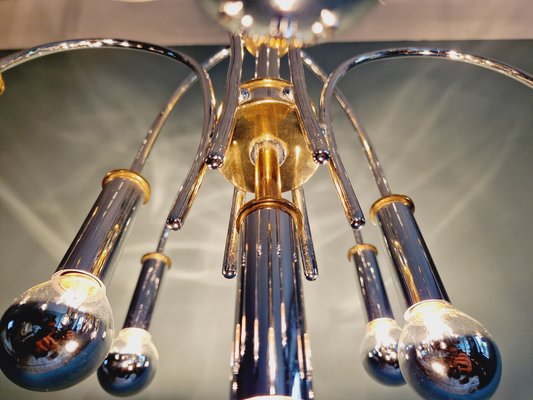 Designer Chandelier in Chrome Metal and Brass from Schröder & Co, 1970s-FAX-2040535