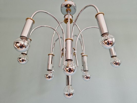 Designer Chandelier in Chrome Metal and Brass from Schröder & Co, 1970s-FAX-2040535