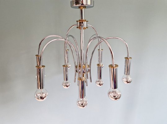 Designer Chandelier in Chrome Metal and Brass from Schröder & Co, 1970s-FAX-2040535