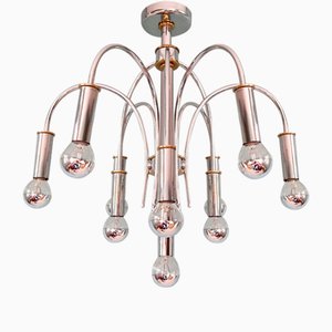 Designer Chandelier in Chrome Metal and Brass from Schröder & Co, 1970s-FAX-2040535