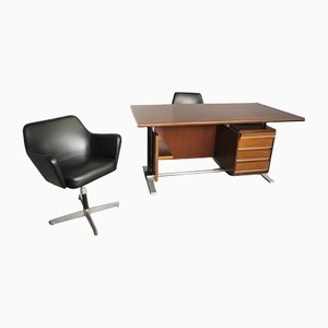 Desk & 2 Chairs from Fantoni, 1960s, Set of 3-KNM-1187573