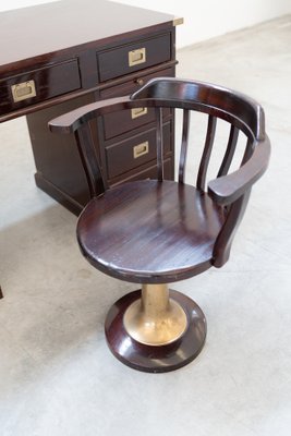 Desk and Swivel Naval Style Chair, 1970, Set of 2