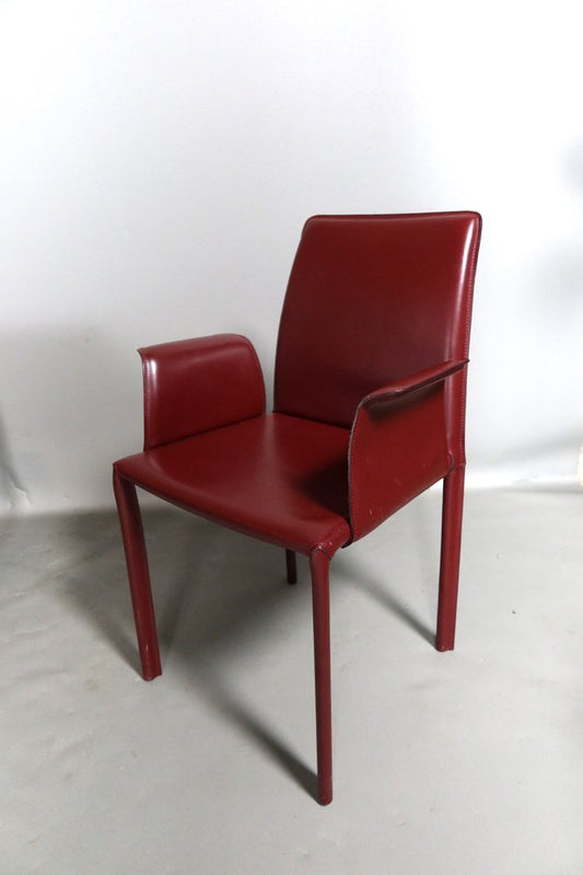 Desk Armchair in Maroon Leather