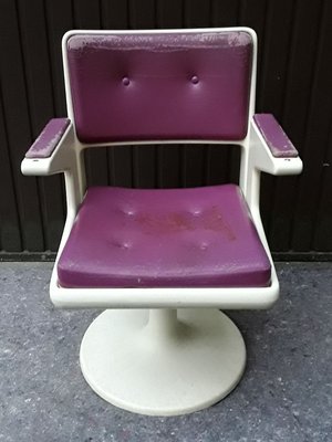 Desk Chair with Purple & White Plastic on Tulip Base, 1970s-HOI-778947