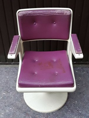 Desk Chair with Purple & White Plastic on Tulip Base, 1970s-HOI-778947