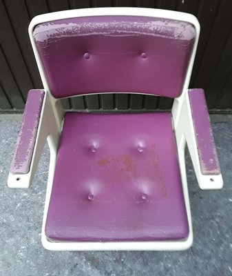 Desk Chair with Purple & White Plastic on Tulip Base, 1970s-HOI-778947