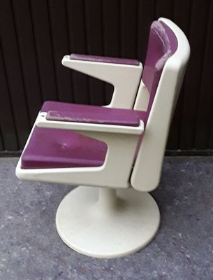 Desk Chair with Purple & White Plastic on Tulip Base, 1970s-HOI-778947