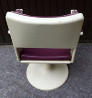 Desk Chair with Purple & White Plastic on Tulip Base, 1970s-HOI-778947