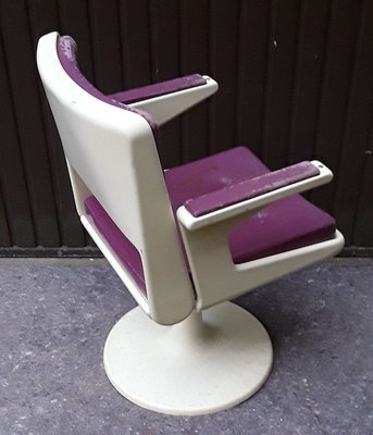 Desk Chair with Purple & White Plastic on Tulip Base, 1970s-HOI-778947