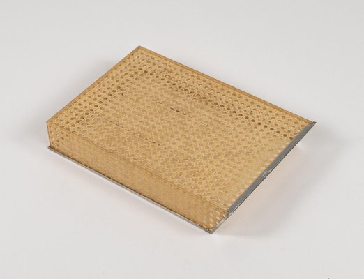 Desk Document Holder in Acrylic Glass, Rattan & Steel in the style of Christian Dior, Italy, 1970s-LYQ-2041612