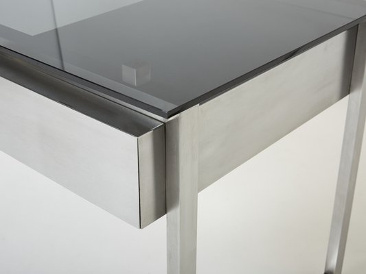 Desk in Brushed Steel and Smoked Glass by Patrice Maffei for Kappa, 1970-YJA-1353015