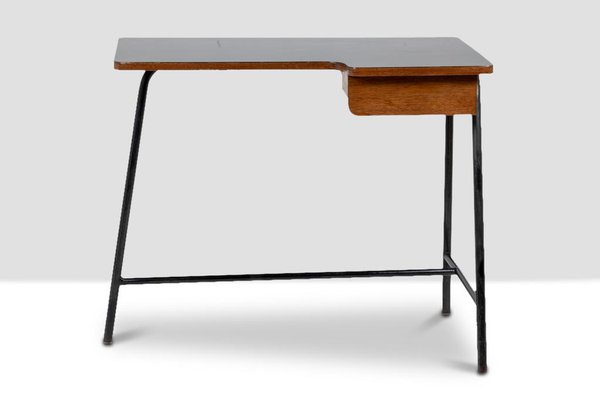 Desk in Oak and Black Metal by Jacques Hitier for MBO, 1951-CEJ-1761310