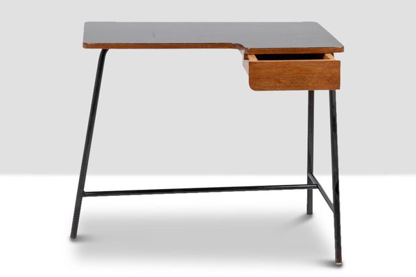 Desk in Oak and Black Metal by Jacques Hitier for MBO, 1951-CEJ-1761310