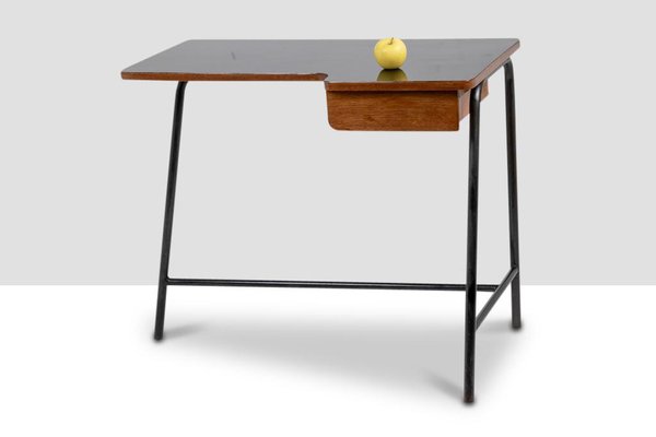 Desk in Oak and Black Metal by Jacques Hitier for MBO, 1951-CEJ-1761310