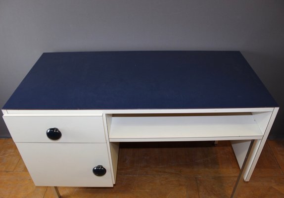 Desk in White & Blue Melamine, 1970s-BCR-1389616