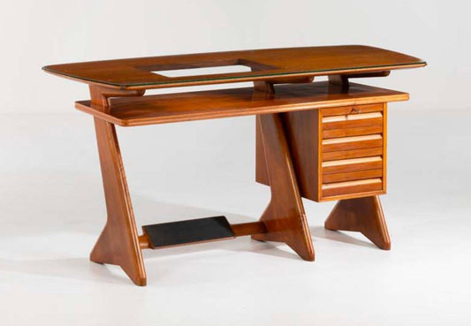 Desk in Wood and Glass attributed to Melchiorre Bega, Italy, 1950s