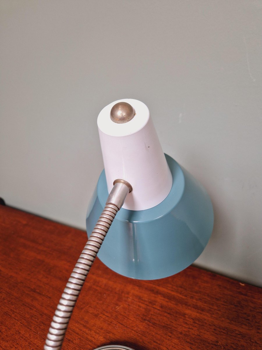 Desk Lamp in Blue and White Lacquered Metal, 1960s