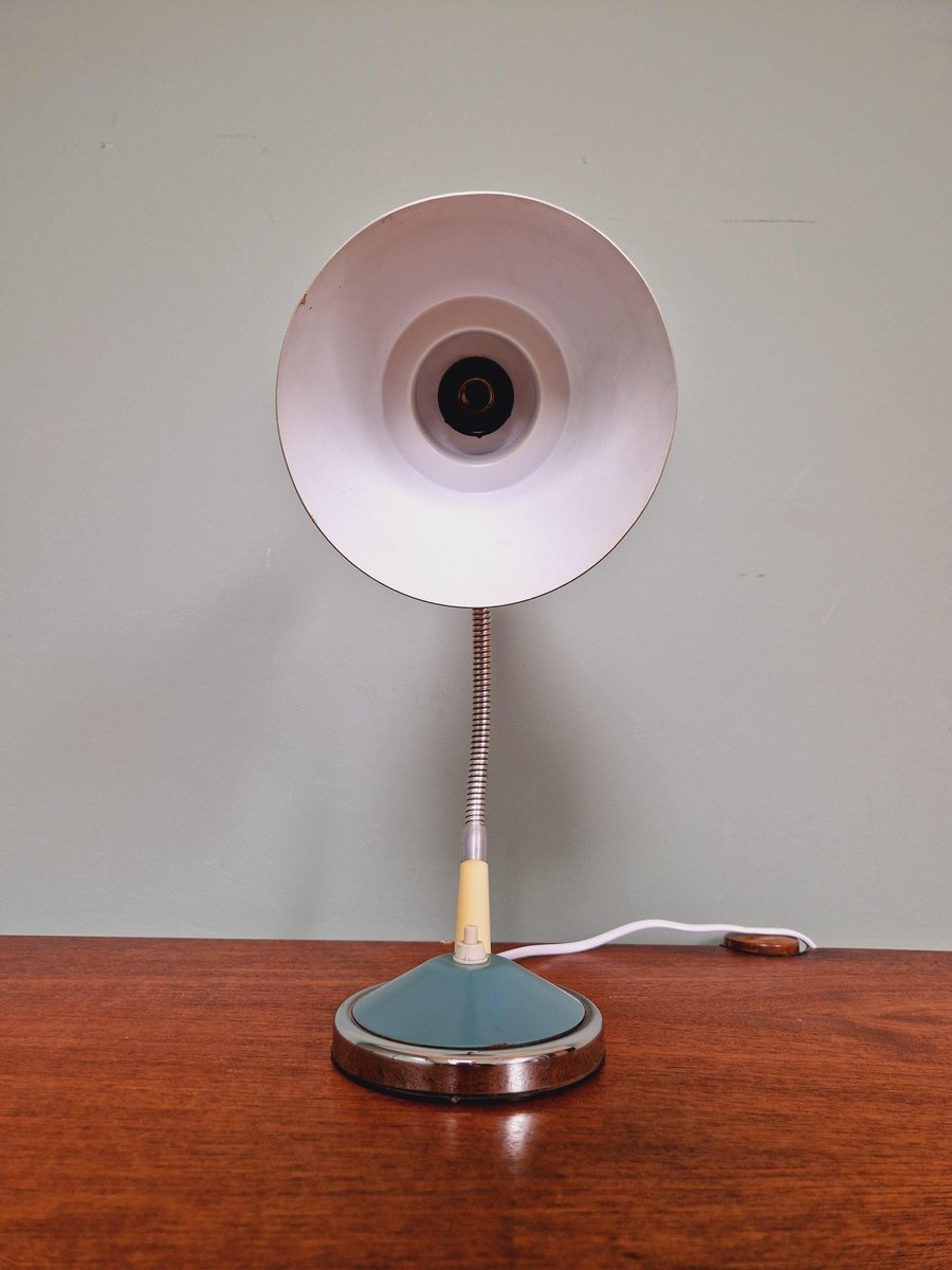 Desk Lamp in Blue and White Lacquered Metal, 1960s