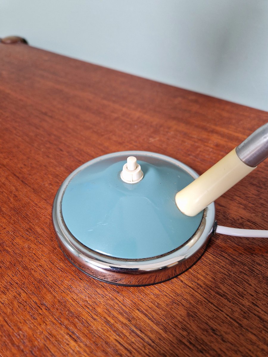 Desk Lamp in Blue and White Lacquered Metal, 1960s