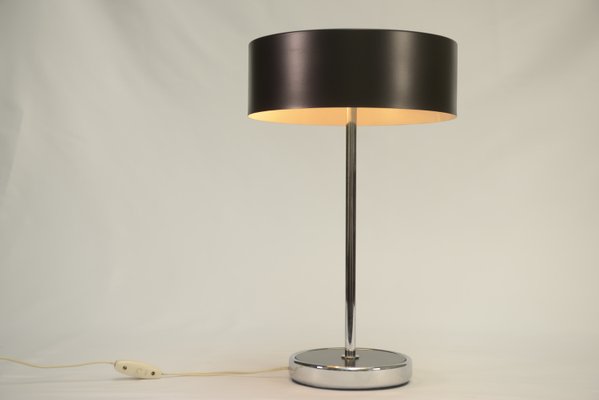 Desk Lamp with Chrome Metal, Black Lacquered Lampshade, 1970s-NEN-2020240