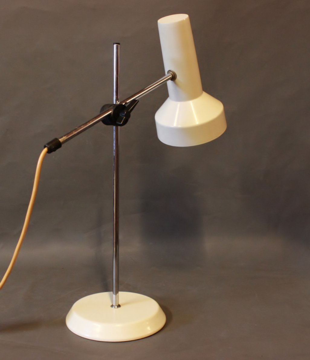 Desk Lamp with White Lacquered Shade, 1970s