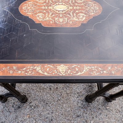 Desk Table with Inlaid Ebony and Stained Wood-RAQ-2033395