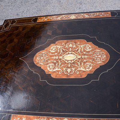 Desk Table with Inlaid Ebony and Stained Wood-RAQ-2033395