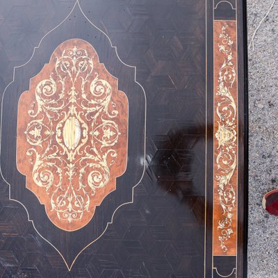 Desk Table with Inlaid Ebony and Stained Wood-RAQ-2033395