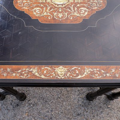 Desk Table with Inlaid Ebony and Stained Wood-RAQ-2033395