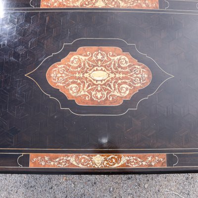 Desk Table with Inlaid Ebony and Stained Wood-RAQ-2033395