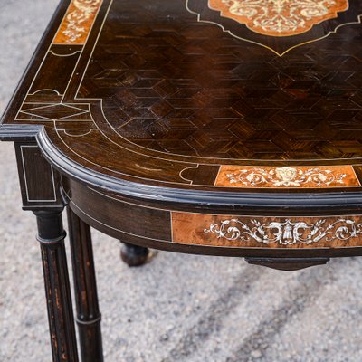 Desk Table with Inlaid Ebony and Stained Wood-RAQ-2033395