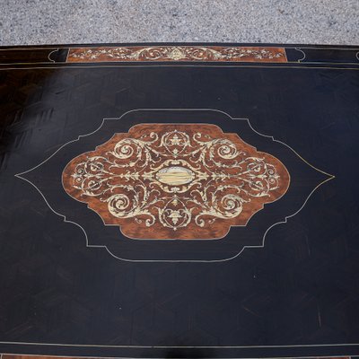 Desk Table with Inlaid Ebony and Stained Wood-RAQ-2033395