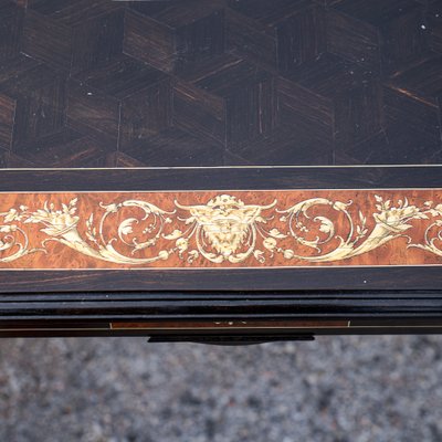 Desk Table with Inlaid Ebony and Stained Wood-RAQ-2033395