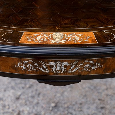 Desk Table with Inlaid Ebony and Stained Wood-RAQ-2033395