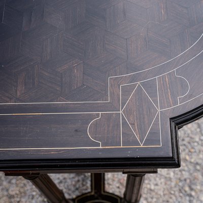 Desk Table with Inlaid Ebony and Stained Wood-RAQ-2033395