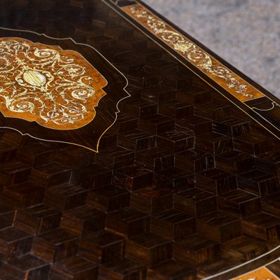 Desk Table with Inlaid Ebony and Stained Wood-RAQ-2033395