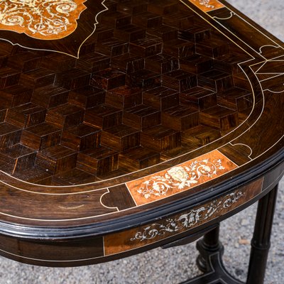 Desk Table with Inlaid Ebony and Stained Wood-RAQ-2033395