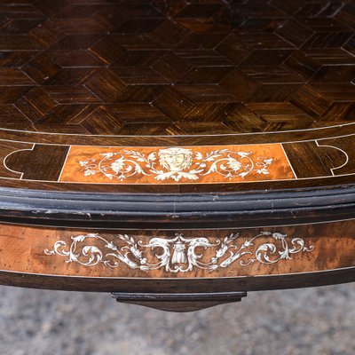 Desk Table with Inlaid Ebony and Stained Wood-RAQ-2033395