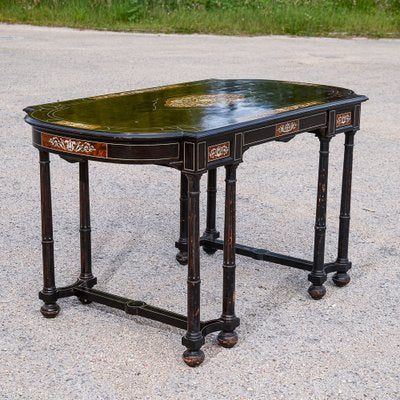 Desk Table with Inlaid Ebony and Stained Wood-RAQ-2033395