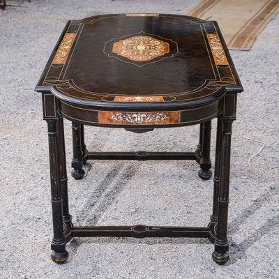 Desk Table with Inlaid Ebony and Stained Wood-RAQ-2033395