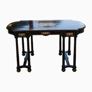 Desk Table with Inlaid Ebony and Stained Wood-RAQ-2033395