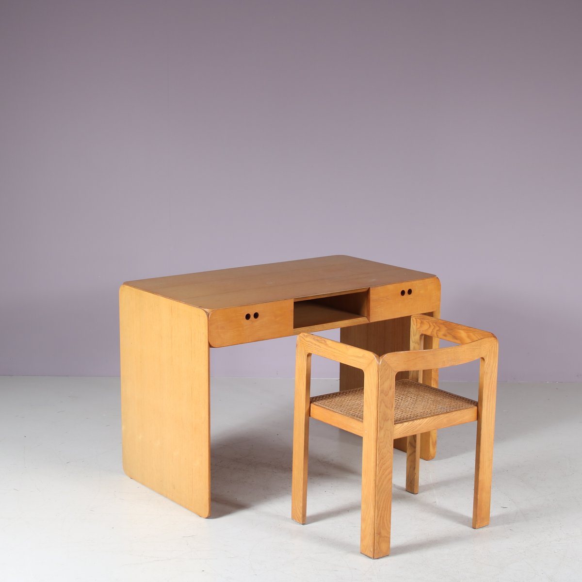 Desk with Chair by Derk Jan De Vries for Domus, Italy, 1980s, Set of 2