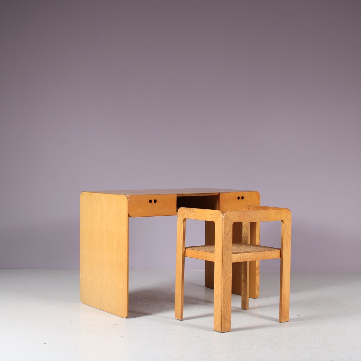 Desk with Chair by Derk Jan De Vries for Domus, Italy, 1980s, Set of 2