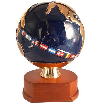 Desktop Porcelain Globe Sculpture with Flags-TCS-1137440